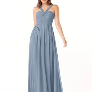 Azazie Dionne Dusty Blue Maxi Dress